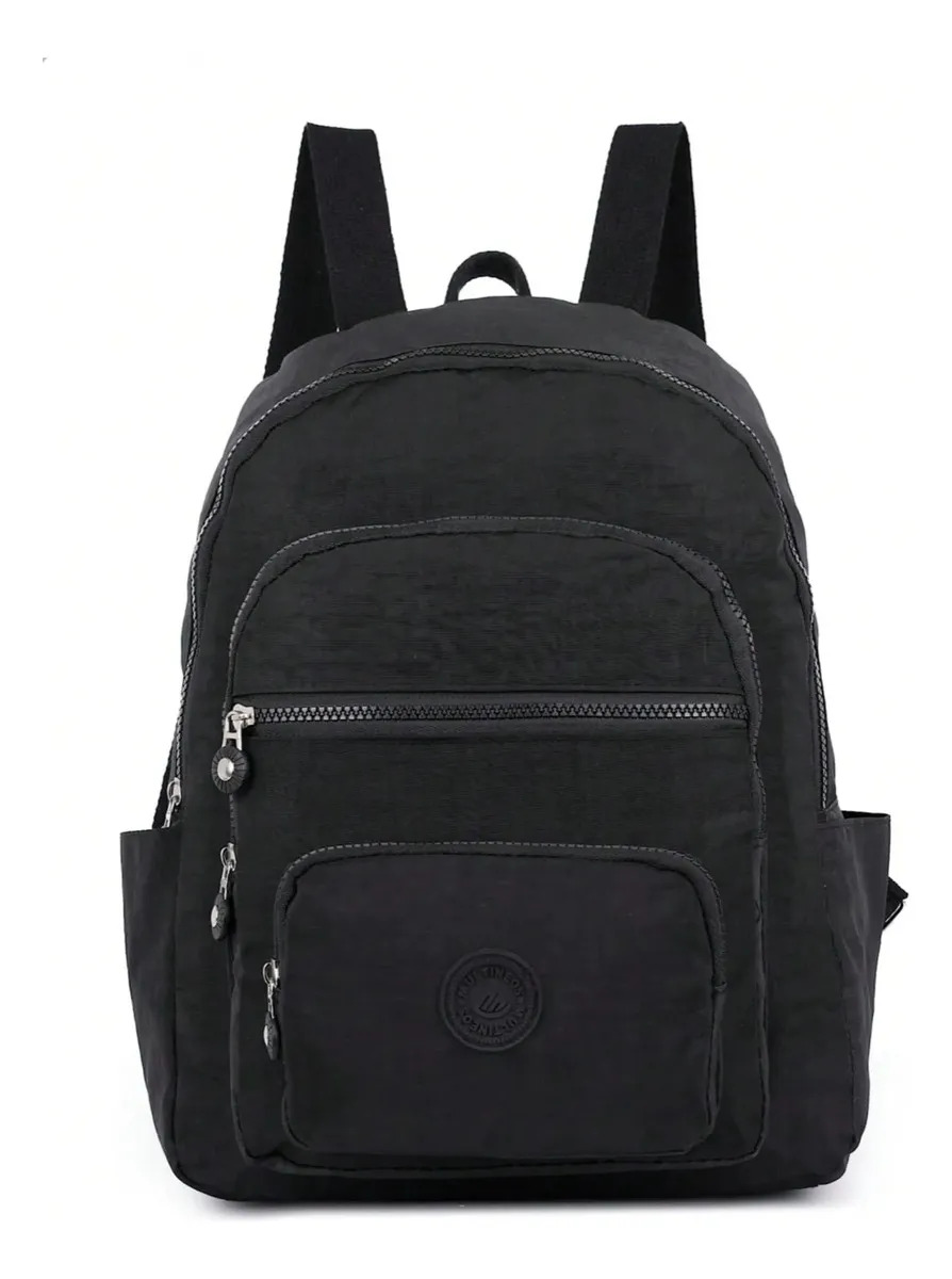 Mochila Feminina Multineos Grande Impermeável Com Bolsos Preto Liso