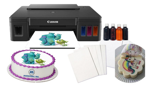 Kit Impresora Con Tinta Y Papel Comestible Para Pasteleria Negro