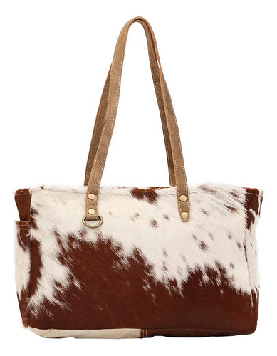 Myra Bag Fawn & White Bolso Pequeño De Lona Y Piel De Vaca.