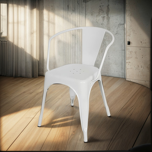 Silla De Comedor Con Apoyabrazos Tolix Metal Blanco Blanco