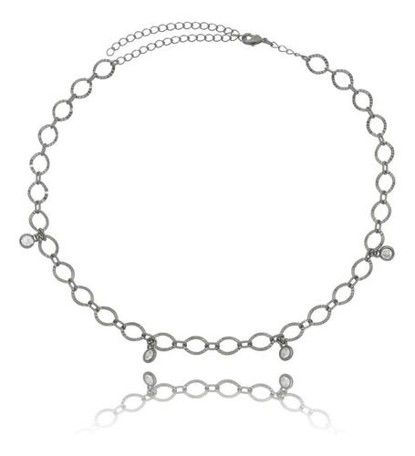 Choker De Elos Com Zircônia Branca Semijoia Em Ródio Negro