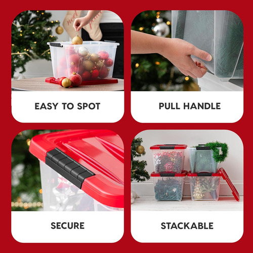 Iris Usa Cubo De Plastico Apilable Para Navidad De 19...