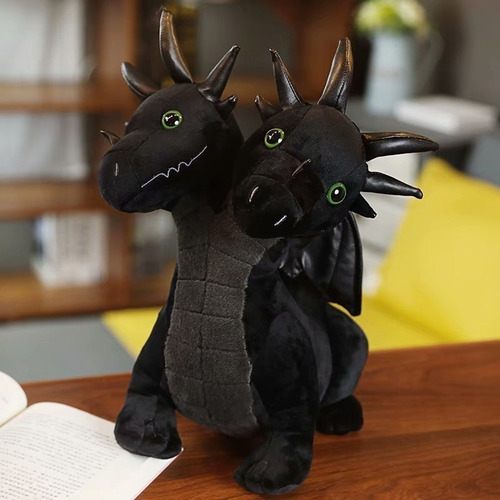 Dragão Hidra Gótico Negro Boneca Pelúcia Brinquedo 35cm