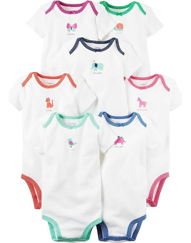 Carters Pack 7 Bodys Manga Corta 12 Y 18 Meses