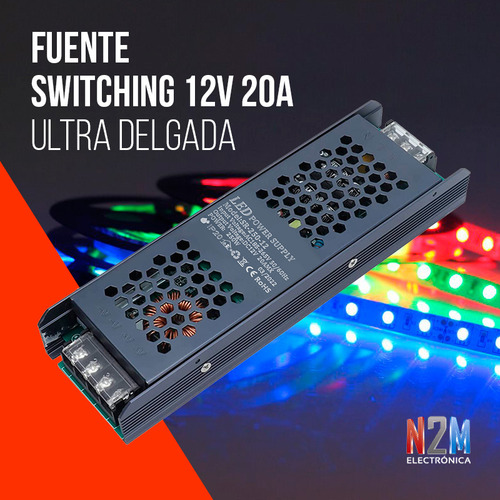 Imagen 6 de 10 de Fuente 12v 20a Metalica Regulada Ultrachata Tira Led Camaras