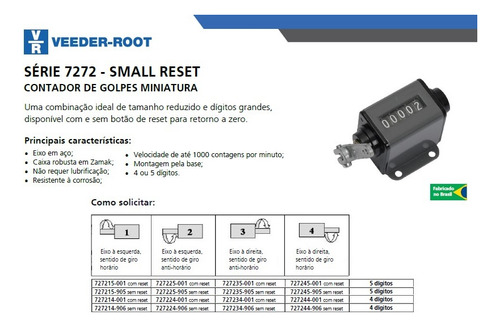 Contador Golpes Miniatura Small Reset 727234001 Veeder-root