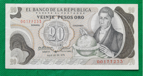 Billete Reposicion De 20 Pesos Año 1975.  Estado 7. No 7233