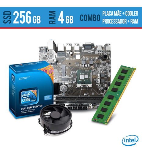 Imagem 1 de 2 de Combo Placa Mae Processador I5 Memoria 4gb + Ssd 256 +cooler