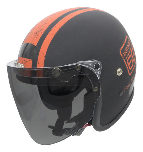 Capacetede De Moto Aberto Custom Old School Kraft Full Face Cor Vision Fume Tamanho do capacete P - VESTE 55/56