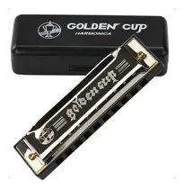 Comprar Gaita De Boca Golden Cup Afinação Em Dó (c) Harmonica 20 Vozes Diatônica Blues Jazz Com Estojo Estudo