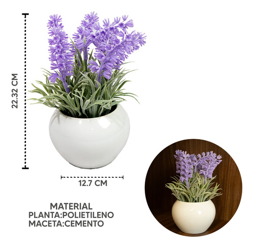 Set 3 Mini Maceta De Lavanda Artificial Hogar Oficina