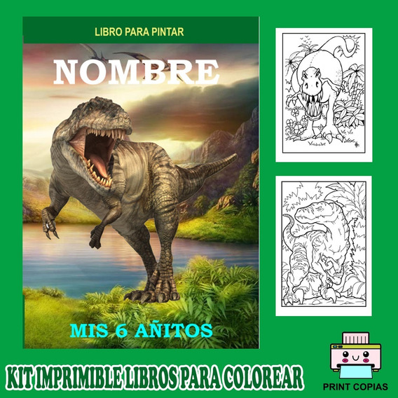 Kit Imprimible Librito Para Pintar Y Person Dinosaurios | MercadoLibre