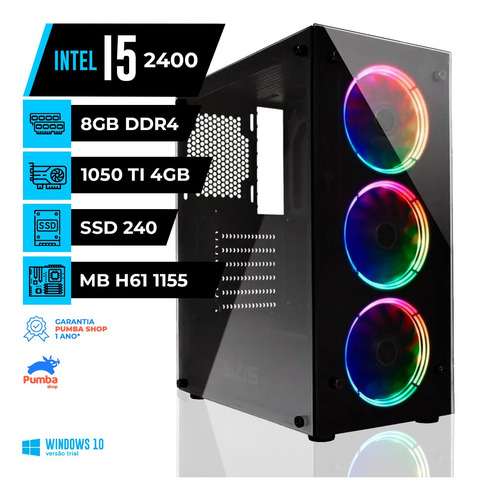 Imagem 1 de 4 de Pc Gamer Intel I5 2400 | 8gb | Ssd240 | 1050ti 4gb