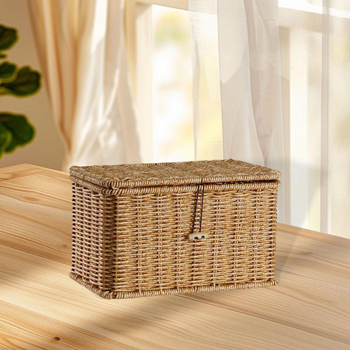 Cesta De Armazenamento Com Tampa De Tampa 24cmx14cmx14cm