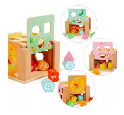 Cubo De Encaje Desarmable Montessori Madera Didactico Reloj
