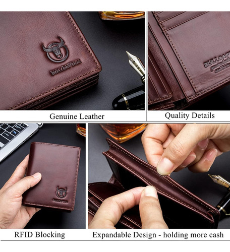 Cartera Plegable Bullcaptain De Piel Autentica De Gran Ca...