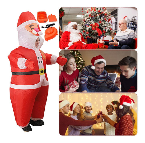 Disfraz Inflable De Papá Noel | Disfraz Inflable Navideño De