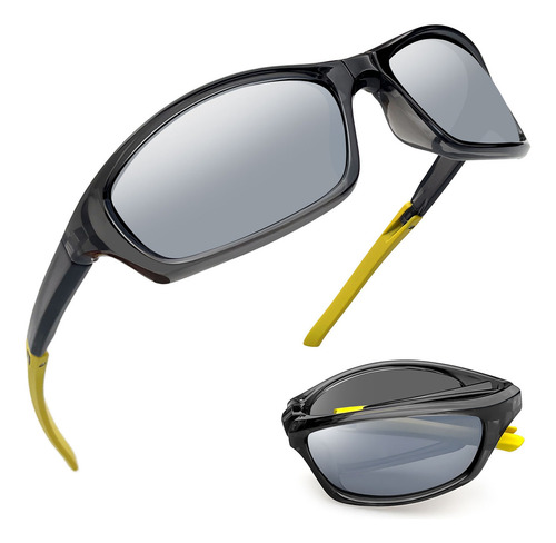 Lentes De Sol Plegables Hombre Mujer Uv Deportivos Ciclismo Anti Luz Solar De Moda Estilo Clásico Diseño Plateado