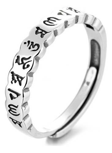 Anillo Mantra De Seis Palabras De Plata De Ley S925