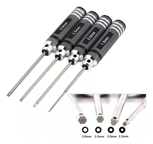 Destornilladores Hexagonales Allen H1,5 Mm/2 Mm/2,5 Mm/3 Mm
