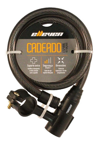 Cadeado Elleven Cabo Aço 1mt X 12mm P/ Bike Moto Chaves