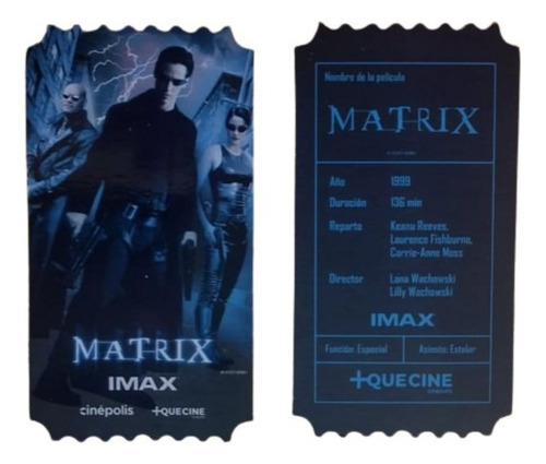 Boleto Conmemorativo Original Imax Matrix