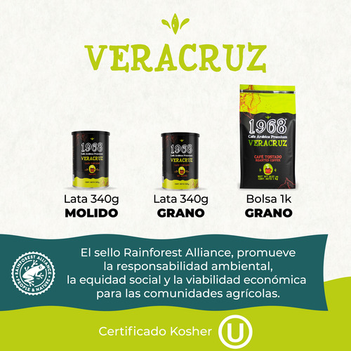 Café Molido Veracruz Certificado Rfa, Café 1968