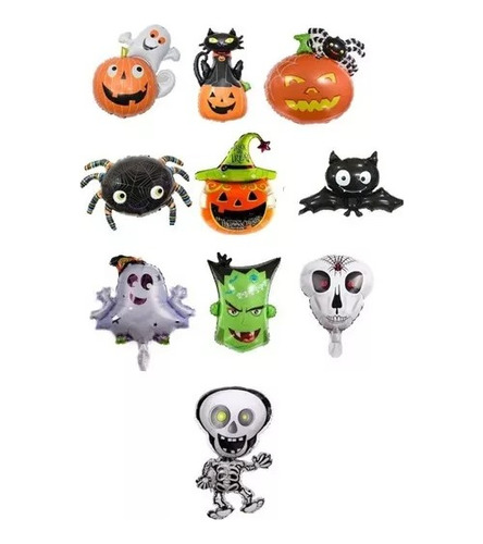 Pack 10 Globos Metalizados Halloween 35cm