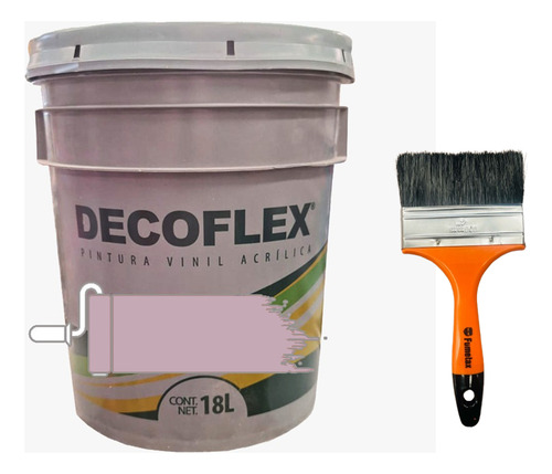 Pintura Vinílica Decoflex Interior Exterior 18lts Con Brocha Rosado Mate