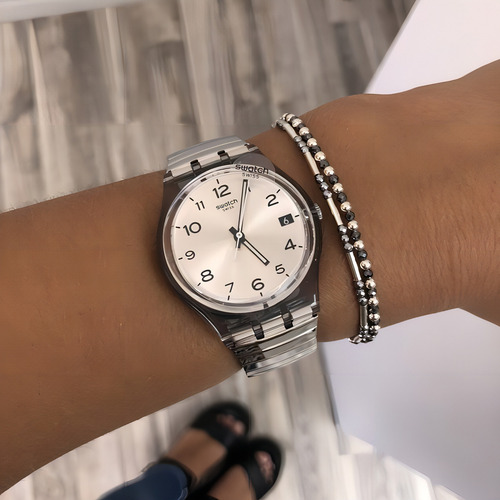 Relógio de aço inoxidável Swatch Silverall Original Gm416b de 3 Atm