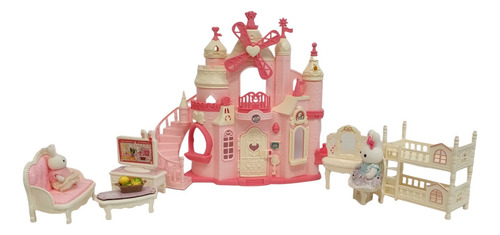 Familia De Conejos Mi Gran Castillo Divertido Y Accesorios Color Castillo Rosa