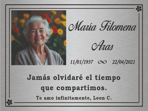 Placa Cementerio Recordatoria Homenaje Lápida Nicho Fúnebre Placas Cementerio Recordatoria Nicho Placa Mortuoria