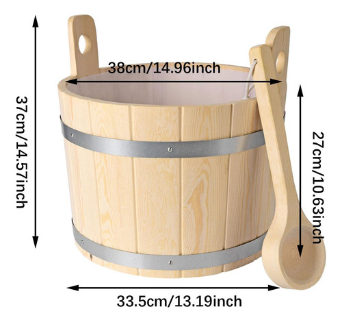 Cubo Y Cucharón De Madera Para Sauna De 17 L, Accesorio