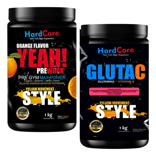 1k De Pre Work + 1k De Glutamina Gluta C Sabor Naranja