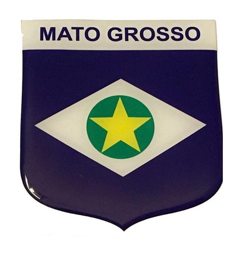 Adesivo Resinado Em Escudo Da Bandeira Do Mato Grosso