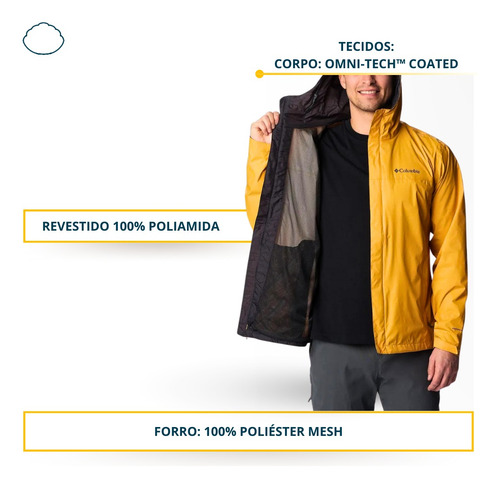 Jaqueta Masculina Impermeável Columbia C/ Capuz Caminhada