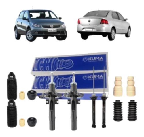 Kit 4 Amortecedor Gol Voyage G5 G6 G7 + Kits Batente Coxim