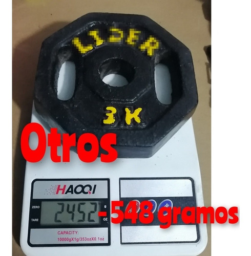 Disco Pesa 3kg Fierro Hueco 1 Pulgada Manubrios Mancuernas