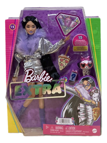 Muñeca Barbie Extra #15 Black Hair Metallic Silver Jacket