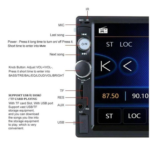 Radio Android 7 Pulgadas Radio 2 Din Pantalla Android 7010b