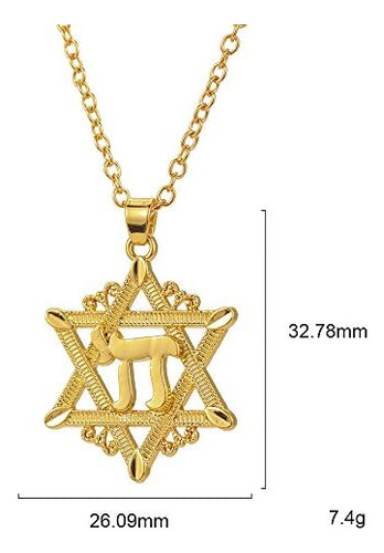Teamer Collar De Estrella De David Judío Chai Kabbalah Con Y