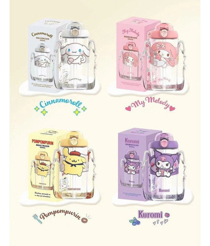 Botella De Agua Sanrio Kuromi Portátil De 520 Ml A