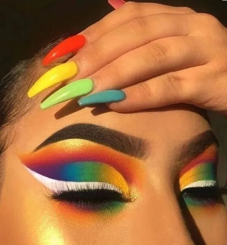 Polvo Fluorecente Uñas Y Maquillaje Make Up X 6 Colores Color Fluor X 6