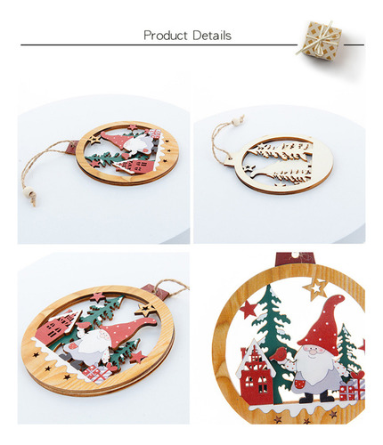 Colgante Navideño De Madera Con Pintura Hueca De Papá Noel F