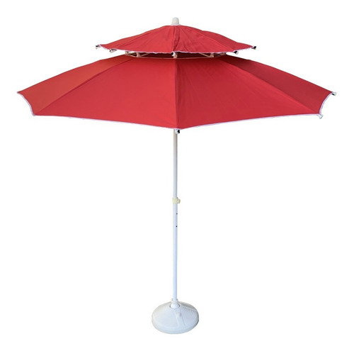 Imagen 1 de 6 de Parasol Sombrilla Doble Techo 220 Cm Incluye Base