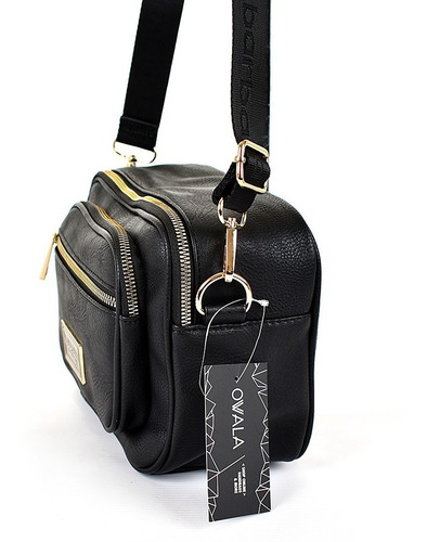 Imagen 5 de 6 de Bandolera Mujer Cuero Sintetico Bolsillos Negra Barbara Bags