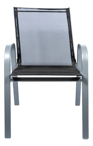 Silla Acero Y Tela Impermeable Exterior Stack Negra