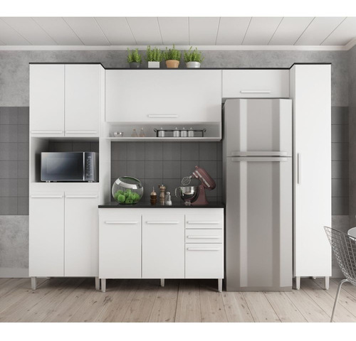 Imagem 2 de 5 de Cozinha Modulada 6 Peças Prata - Branco