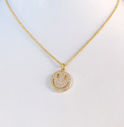 Collar Smiley Baño De Oro 18k