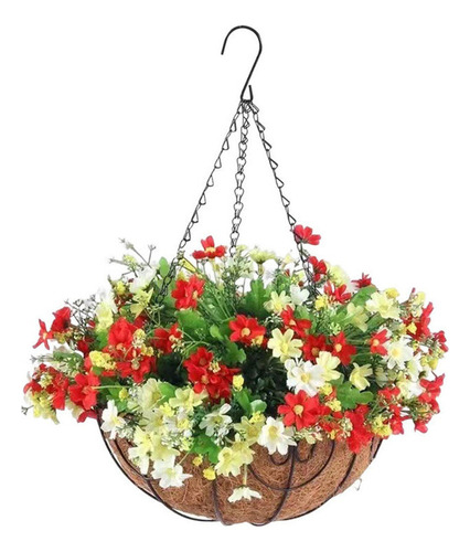 Nova Maceta Colgante De Flores Artificiales En Cesta